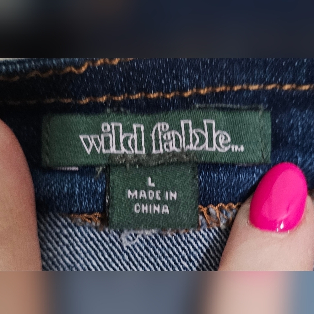 Wild Fable Denim Button Front Mini Dress Pinafore Style - Size Large - Picture 3 of 5